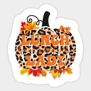 Lunch Lady Leopard Pumpkin Fall Autumn Thanksgiving Turkey Sticker